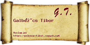 Galbács Tibor névjegykártya